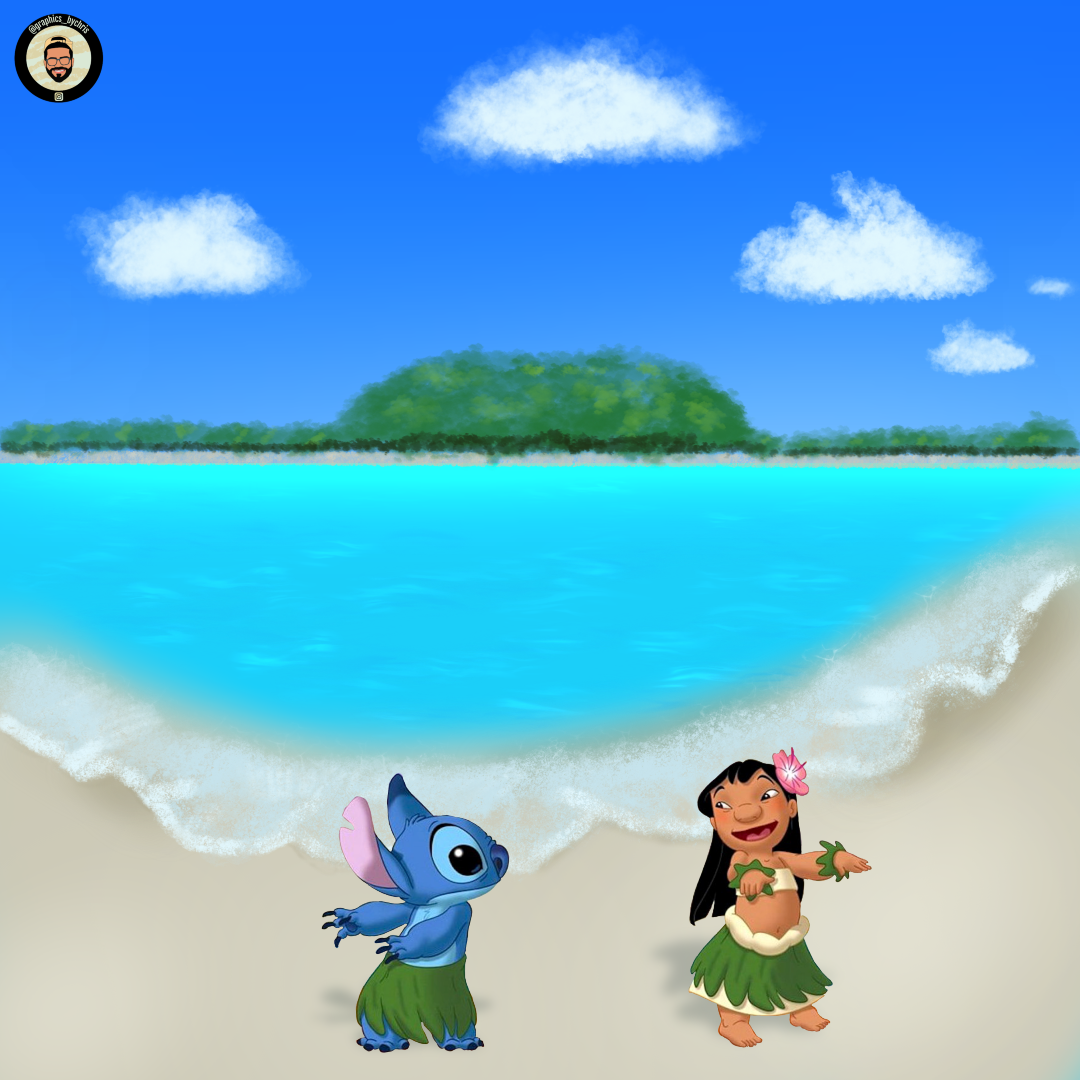 Lilo & Stitch On The Beach Graphic